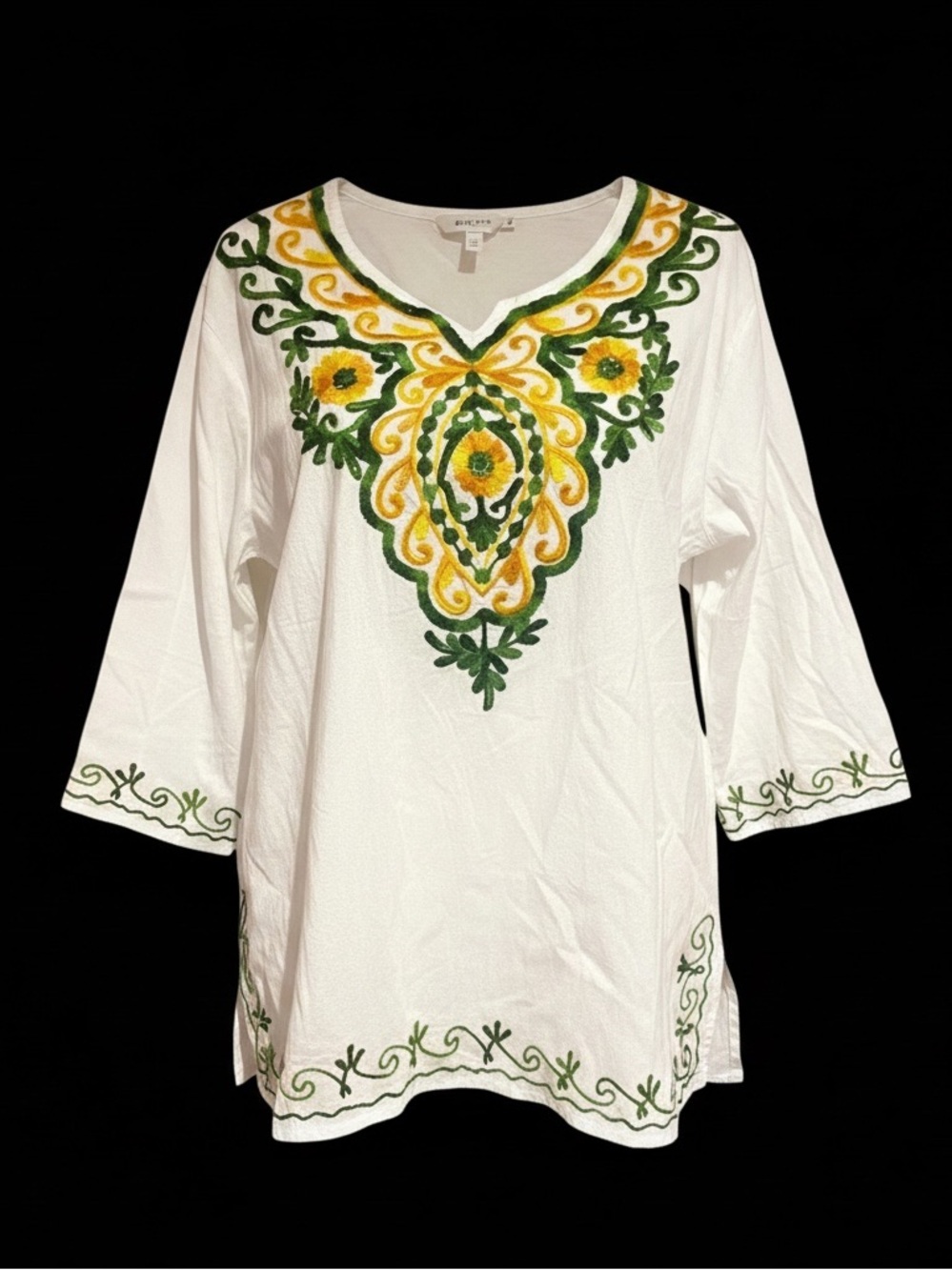 Shubaum soft boho embroidered top
